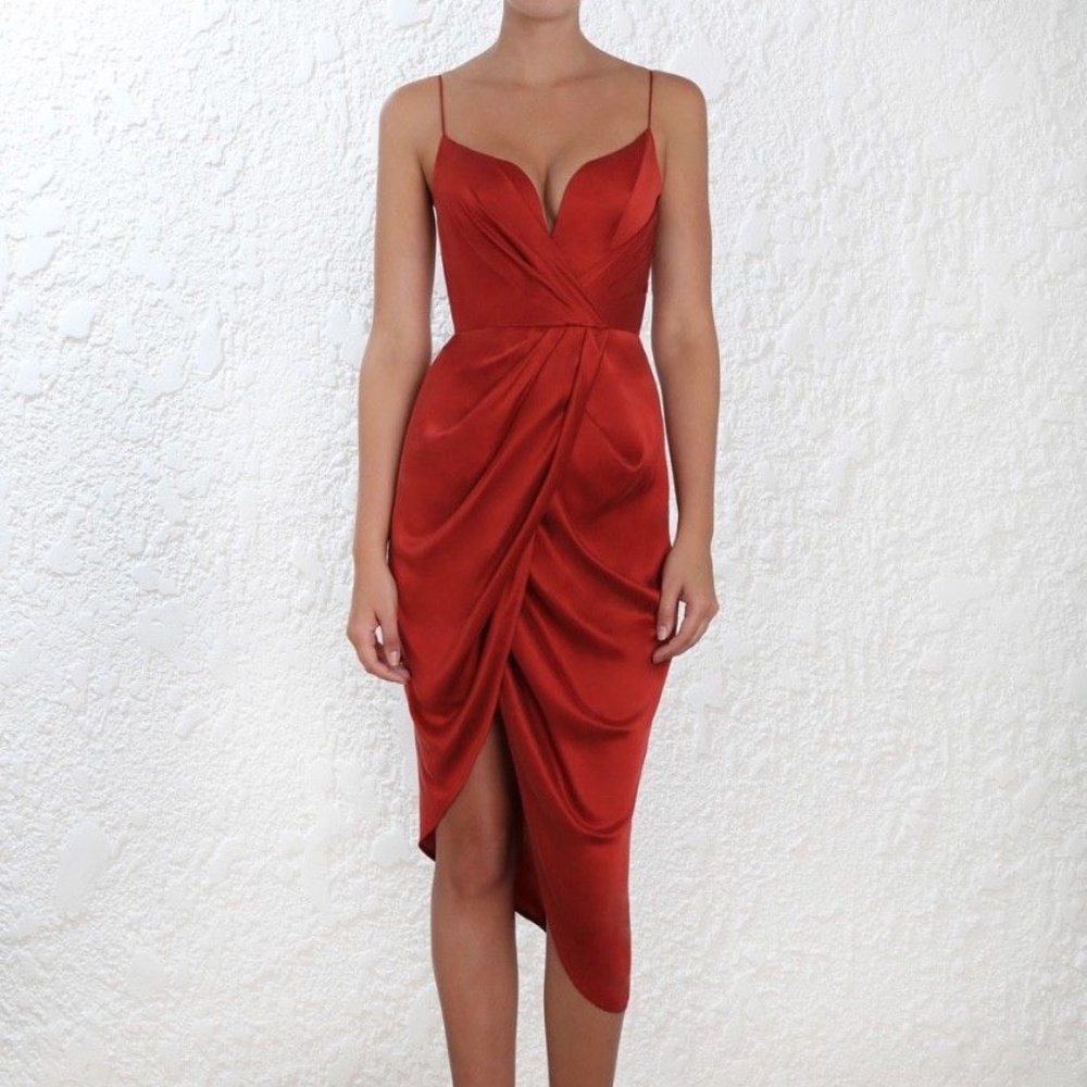 Zimmermann Sueded Silk Plunge Cocktail Dress